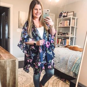 Navy Floral Kimono